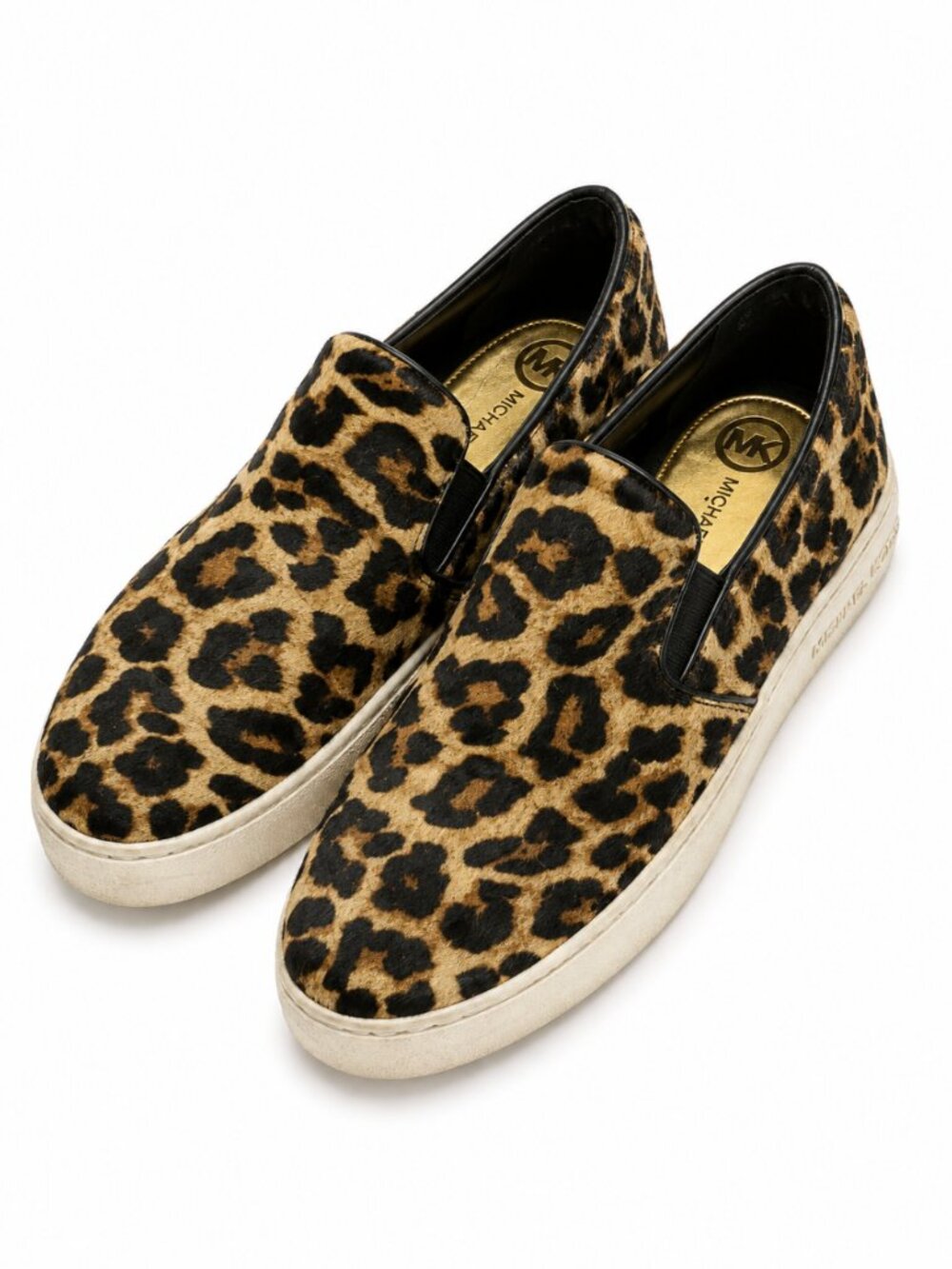 Michael Kors Keaton Leopard Calf Hair Slip On Sneakers Size 9.5